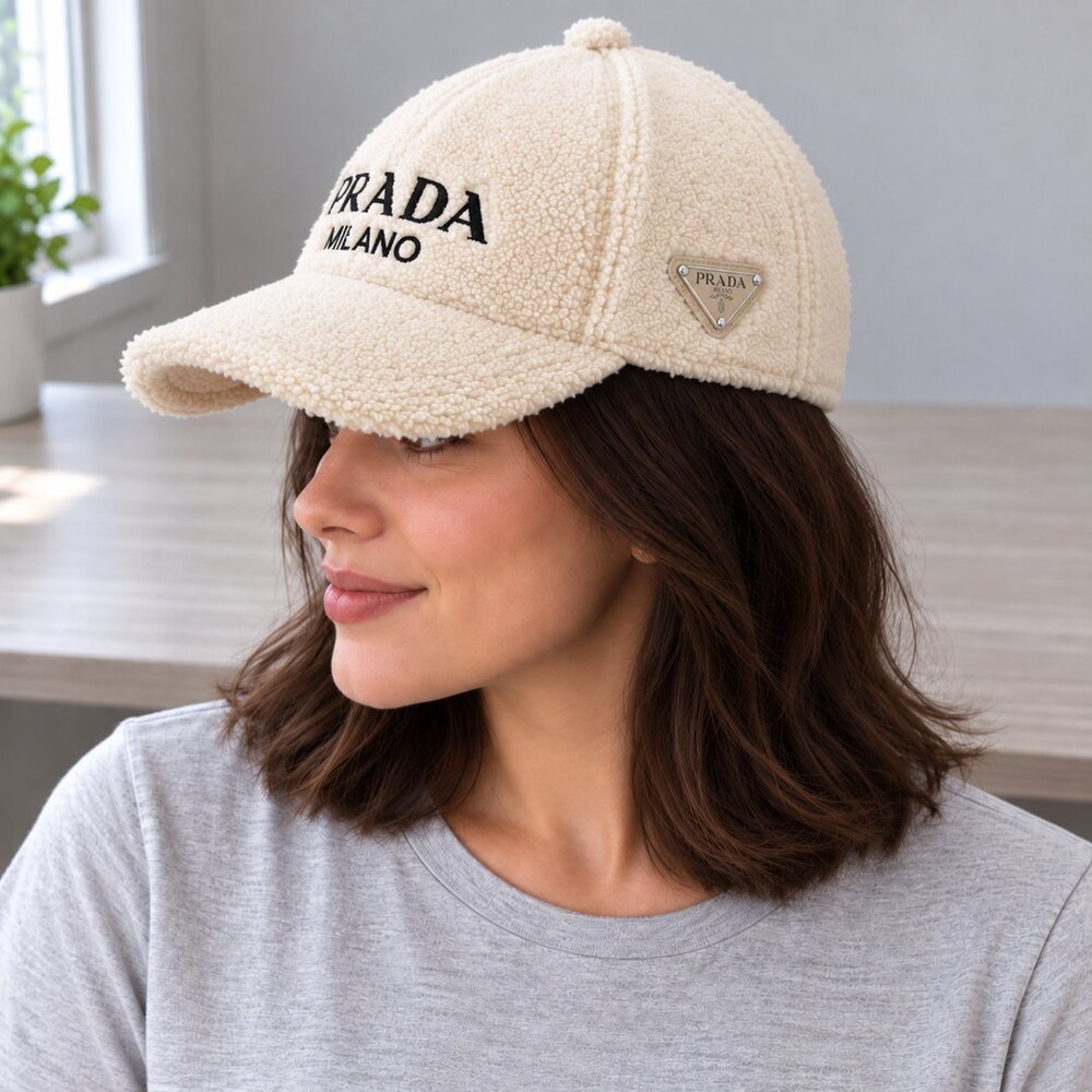 Prada Ivory Textured Logo Baseball Cap - Picture 3 of 6